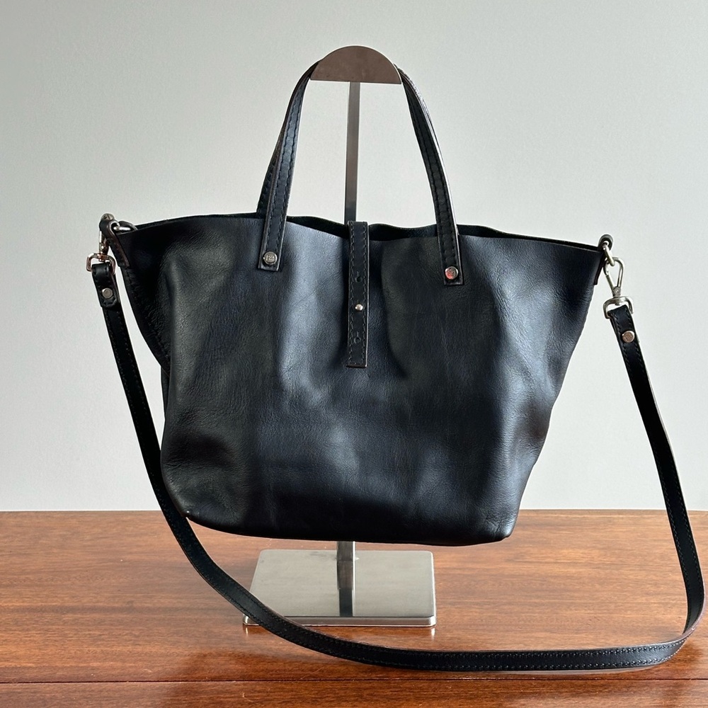 Gloria Ortiz Black Leather Small Tote Bag